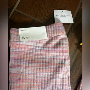 American Eagle Pink Flare High Waisted Pants Regular thumbnail 4