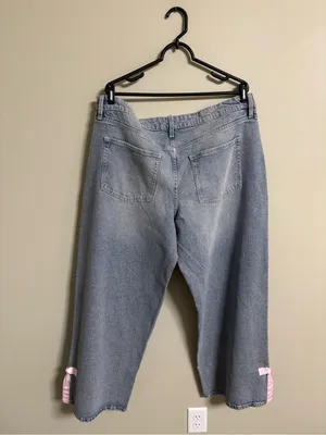 No Boundaries Baggy Wide-Leg Bow Light Stone Wash Denim Womens Size 18 Jeans New thumbnail 3