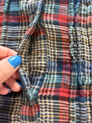 Natural Life Plaid Brushed Cotton Gauze Peplum Blouse Sz M thumbnail 3
