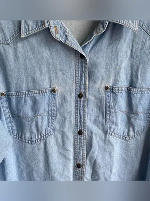 Ladies Justin Allen vintage western denim jean shirt casual fall winter Large thumbnail 2