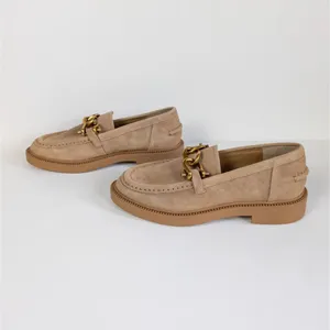 STEVE MADDEN Tan Suede Karmine Chunky Chain Loafer Leather Slip On Women's 6 thumbnail 5