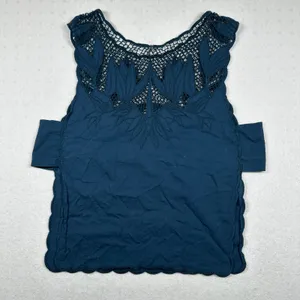 Free People Island Sun Top Women’s Small Blue Open Side Crochet Tank Boho thumbnail 3
