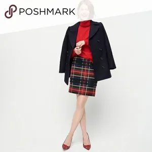 J. Crew Tartan Plaid Wool Blend Tweed Mini Skirt with Black Glitter Accemts thumbnail 3