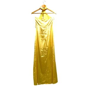 MORE TO COME Darcey Butter Yellow Satin Minimalist Elegant Maxi Dress NWT Small thumbnail 5