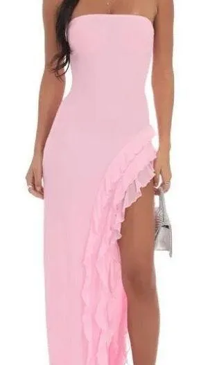 Lucy in the Sky Maxi Dress Pink Ruffle thumbnail 1