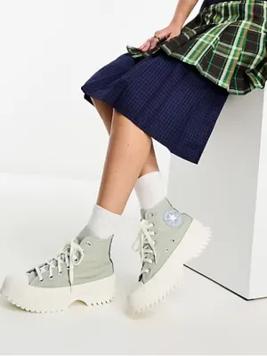 Converse Chuck Taylor All Star Lugged 2.0 platform denim sneakers in sage green thumbnail 1