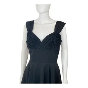 Candice Gwinn New Orleans Black Dress Ruffle Trim Fit‎ & Flare Midi Party Sz 8 thumbnail 4