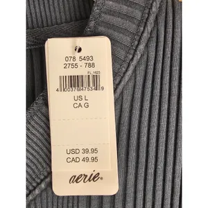 NWT Aerie Womens Green Long Sleeve Ribbed Henley Shirt Large thumbnail 4