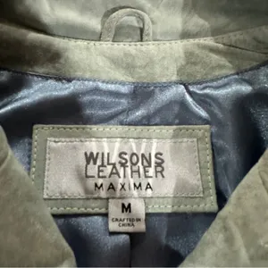 Wilsons Leather Light Green Long Sleeve 100% Genuine Leather Button Jacket Sz M‎ thumbnail 5