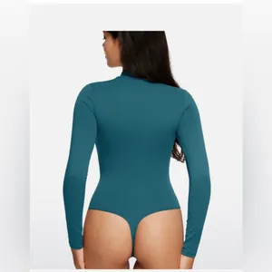 NWT CRZ YOGA Butterluxe Long Sleeve Bodysuit Mock Turtleneck in Borealis Green thumbnail 8