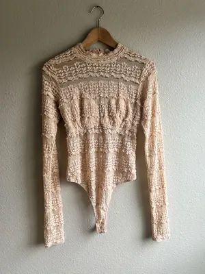 Free People Lace Mock Neck Bodysuit thumbnail 2