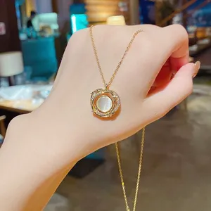 18K Gold Plated Cat's Eye Stone Pendant Necklace for Women thumbnail 4