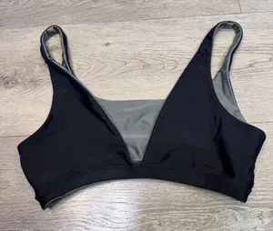Lole‎ Reversible Bikini Top Black Grey Scoop V-Neck LWW0488 Size Small thumbnail 1