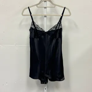 Victoria's Secret Very Sexy Black Satin Lace Trim‎ Bodysuit Small 507344-0408 thumbnail 2