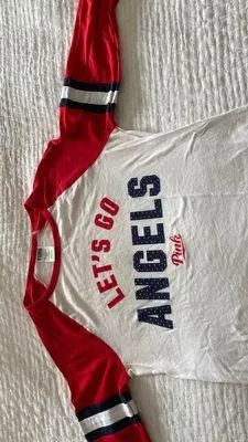 Pink Tshirt Angels Baseball Shirt thumbnail 4