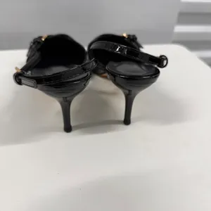 Black Patent Slingback Heels Pointed Toe Multi Strap Buckle Pumps Stiletto US 9 thumbnail 5