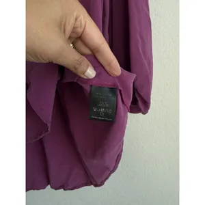 Maeve Anthropologie Silk Blouse Women's Large Magenta Cut Out Long Sleeve Career thumbnail 6
