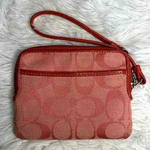 COACH Pink Signature Canvas Wristlet w/ Card Slot thumbnail 2