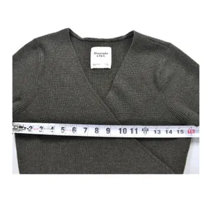 Abercrombie & Fitch Ribbed Knit Wrap Belted Midi Sweater Dress char Grey Large thumbnail 7
