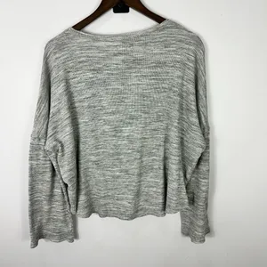 Madewell Waffle Knit Top L Gray Boxy Slouchy Drop Shoulder Minimalist‎ Lounge thumbnail 7