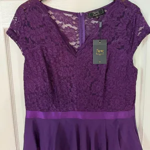 Missmay‎ Purple Lace Peplum Maxi Dress V-Neck Cap Sleeve Formal Gown XXL NWT thumbnail 3