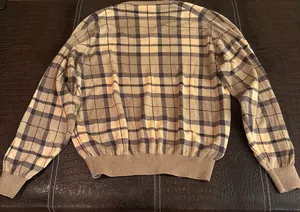 Bobby Jones V Neck Plaid Sweater Vintage Size M 100% Cotton thumbnail 6