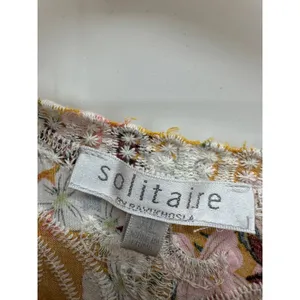 Solitaire by Ravi Khosla Womens XL Mustard Yellow Floral Embroidered Eyelet Top thumbnail 5