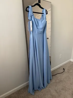 JJ's House Yaxeni Celadon A-line Square Chiffon Dress #298073 thumbnail 4