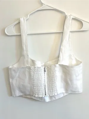 Reformation Linen White Crop Top White Size 8 thumbnail 2