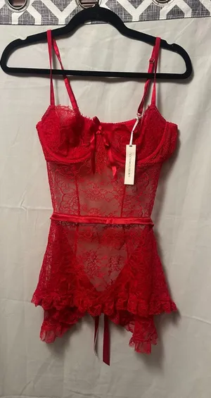 NWT Victoria’s Secret Wicked Babydoll Dress Size Large Red No Underwear thumbnail 1