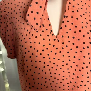 O L M Black and Orange Puff Sleeve Blouse with Tie Front thumbnail 5