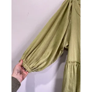 Aemi + Co Olive Green Frill Long‎ Sleeve Romper Relaxed Fit Pockets Size S thumbnail 7