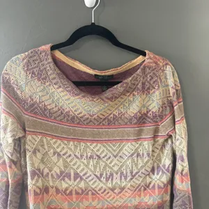 Lauren Ralph Lauren‎ Linen Cotton Geometric Sweater Purple Coral Small Western thumbnail 2