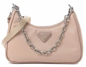 PRADA logo appliqued re-edition nylon mini crossbody bag chain handbag thumbnail 1
