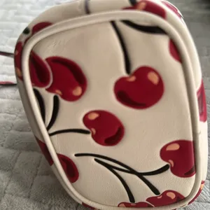 Coach Drawstring Wristlet With Cherry Print - Novelty Leather/Silver/Chalk Multi thumbnail 6