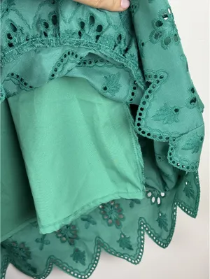 Emery Rose Green Eyelet Embroidered Babydoll Mini Dress NWT Size S Boho thumbnail 9
