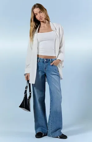 PacSun Casey Low-Rise Baggy Jeans Medium Indigo thumbnail 4