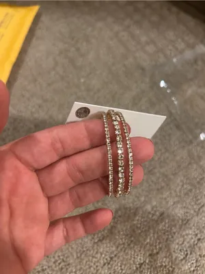 Zara Gold Crystal-Trim Hoop Earrings thumbnail 4