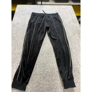 Nike‎ Velour Jogger Pants Small Grey Black Velvet Sweatpants Piping Logo thumbnail 5