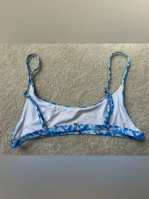 Bright Swimwear Blue Floral Bralette Bikini Top size small thumbnail 3