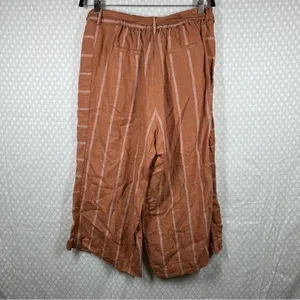 Anthropologie‎ Orange Striped Portia Linen Wide Leg Tie Waist Pants thumbnail 7