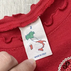 Italia Tank Top cotton sequin ruffle womens Red (size 2) blokecore euro y2k vtg thumbnail 2