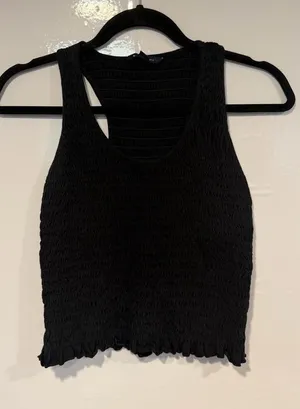 American Eagle Outfitters Black Smocked‎ Tank Top thumbnail 1