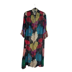 Anthropology Bl^nk London Bea Shimmer Duster Kimono Floral and Metallic Size S/M thumbnail 4