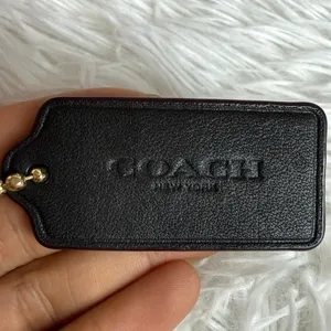 2" COACH Black Brown Fob Bag Charm Hang tag Hangtag thumbnail 1