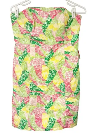 Lilly Pulitzer Size 8 Multi Color Wing Ding Strapless Tie Back Dress‎ thumbnail 1
