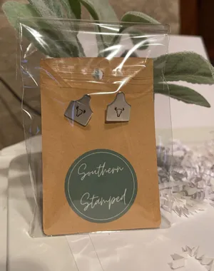 Handmade Cow Tag Earrings thumbnail 1