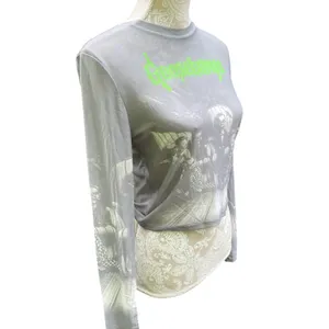 Y2K Horrorcore Goosebumps Slappy Mesh Crop Top Long Sleeve Goth Grunge Size M thumbnail 4