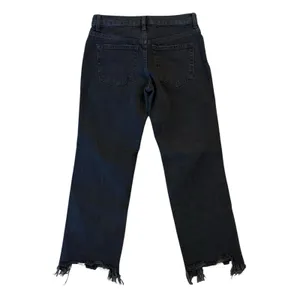 FREE PEOPLE Maggie Mid Rise Washed Black Distressed Jeans Raw Hem Size 24 NEW thumbnail 6