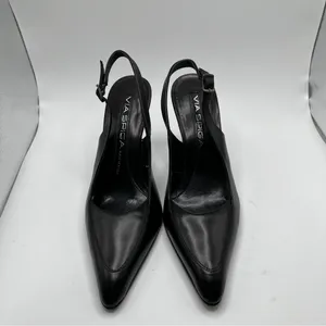 Via Spiga Italy Women's Pump VTG 90’s black leather pointy toe slingback size 6 thumbnail 2